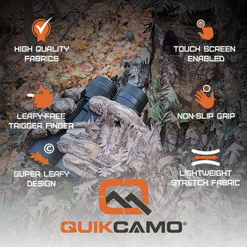 Leafy Camo Gloves in Mossy Oak and Realtree - Fingerless or Touchscreen Tips