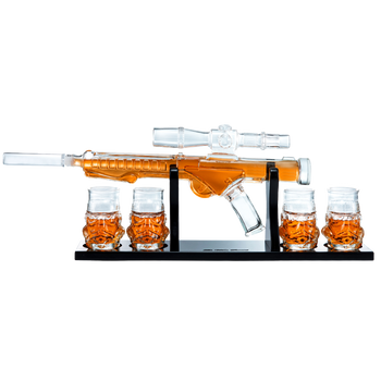 Blaster Gun Whiskey Wine Decanter Set Glasses Elegant Blaster Whiskey Decanter 24 With 4 Whiskey Gla