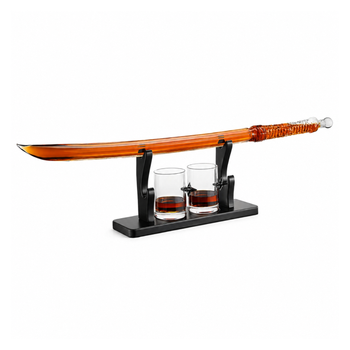 Samurai Sword Large Whiskey Wine Decanter 13 5OZ Liquor With 2 Ninja Star 10OZ Glasses Scotch Bourbo