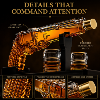 Whiskey Decanter Set 7 7 Oz With Two 1 6 Oz Shot Glasses Pistol Gun Unique Birthday Gift Ideas For S