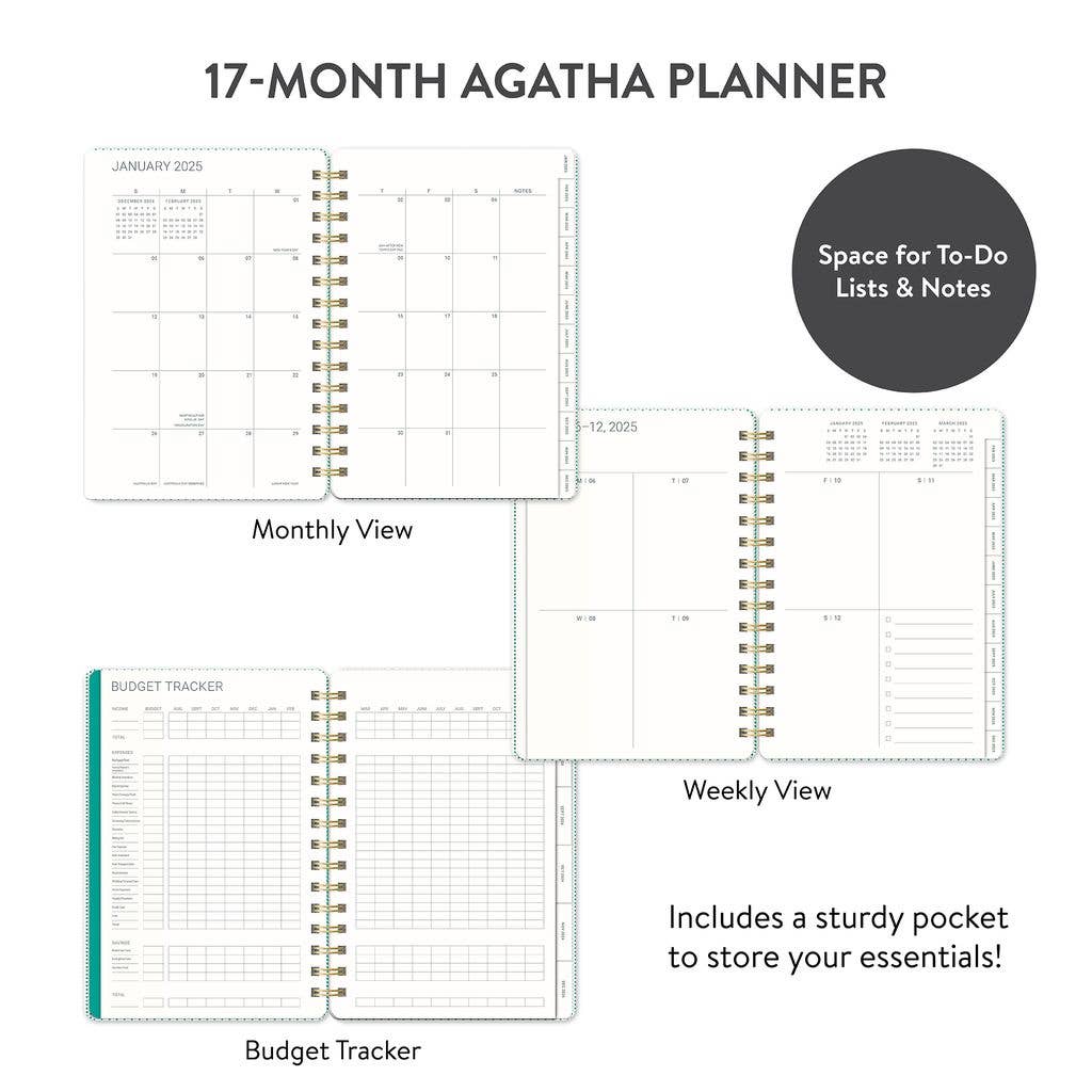 2025 Shroom Silhouettes Agatha Monthly Planner | Spiral Diary Journal Notebook | 5.75"w × 8.25