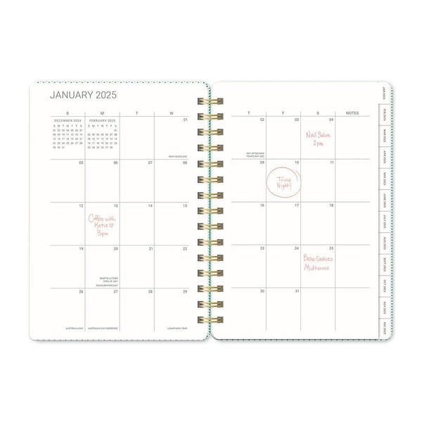 2025 Shroom Silhouettes Agatha Monthly Planner | Spiral Diary Journal Notebook | 5.75"w × 8.25