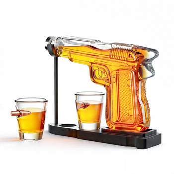 Gifts for Men Dad, 10.1 Oz Whiskey Gun Decanter Set + 2 Bullet Glasses - Unique Birthday Pistol Gift Ideas Daughter Son, Personalized Liquor Dispenser - Scotch Bourbon Vodka, Him, Brother Husband