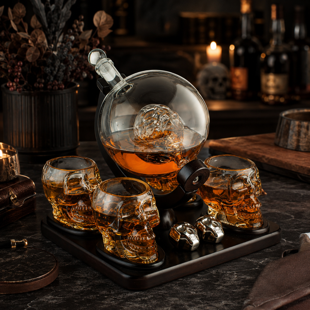 Large Skull Face Decanter Premium Barware Gift Elegant Drinkware Collection
