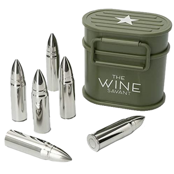Whiskey Stones Ammunition Box Bullets Stainless Steel Set Of 6 1 75in Bullet Chillers The Wine Savan