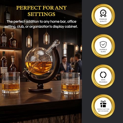 Attorney Whiskey Decanter Set By 850ML Whiskey Decanter With 2 10OZ U S Constitution