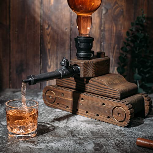 Tank Liquor Dispenser By Mahogany Wood Whiskey Decanter Gifts For Him Fathers Day Ve