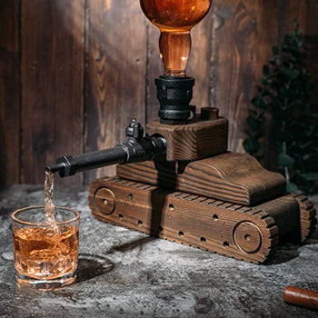 Tank Liquor Dispenser By Mahogany Wood Whiskey Decanter Gifts For Him Fathers Day Ve