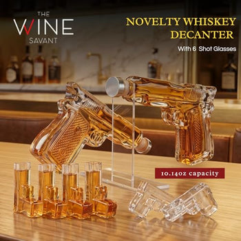 Pistol Whiskey Gun Decanter Pistol Shot Glasses Set Comes With A Large Carrying Case Drinking Party