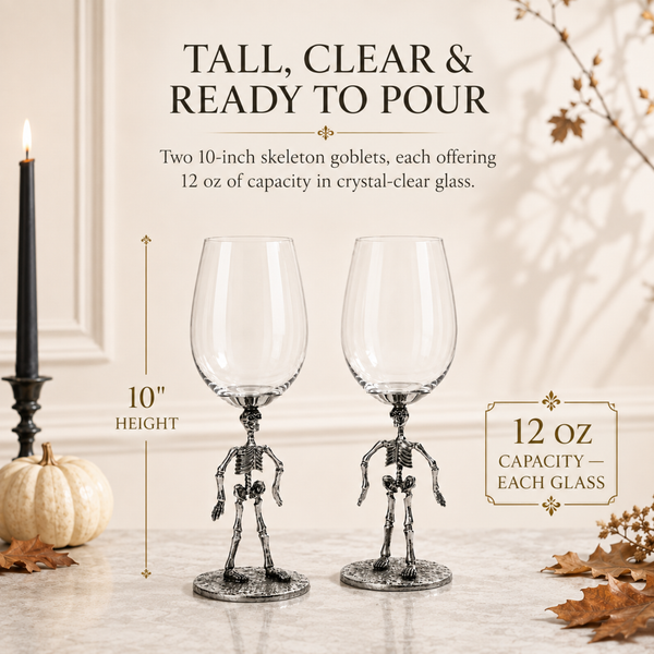 Stemmed Skeleton Wine Glass Set Of 2 By 12OZ Skeleton Glasses 10 H Goth Gifts Skelet