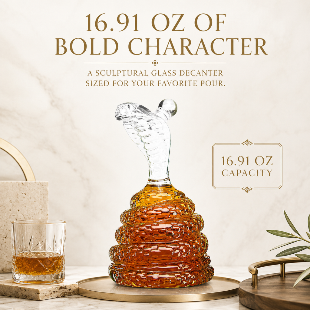 King Cobra Snake Whiskey Decanter Premium Barware Gift Elegant Drinkware Collection
