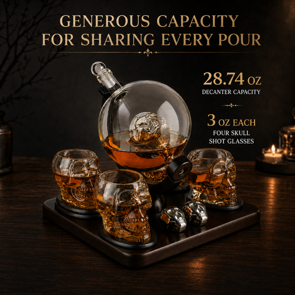 Large Skull Face Decanter Premium Barware Gift Elegant Drinkware Collection