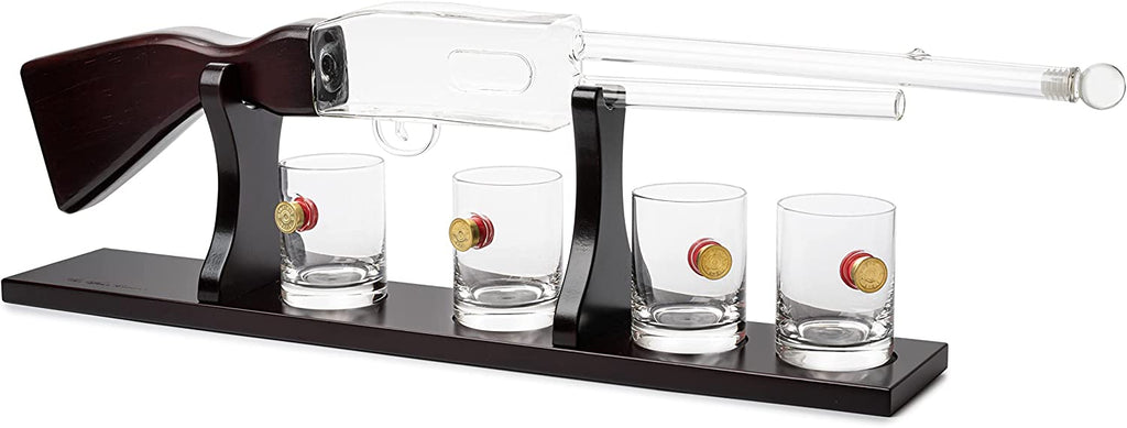 Shotgun Wine Whiskey Decanter Set 20OZ With Bullet Glasses By Firearm Shooting Gun G
