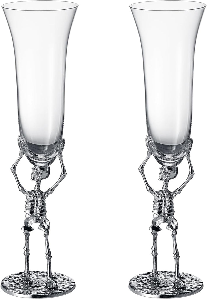 Stemmed Skeleton Champagne Flute Glass Set Of 2 7 5OZ Halloween Skeleton Glasses 10 H Goth Gifts Ske