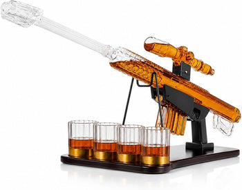 Whiskey Decanter Set Sniper Liquor Decanter Silencer Stopper Ml 2 12OZ Glasses Unique Gift Drinking