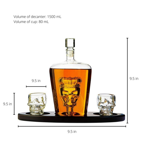 Skull Crown Decanter In Bottle Skull Head With 2 Skull Glasses By 750ML Skull Bottle