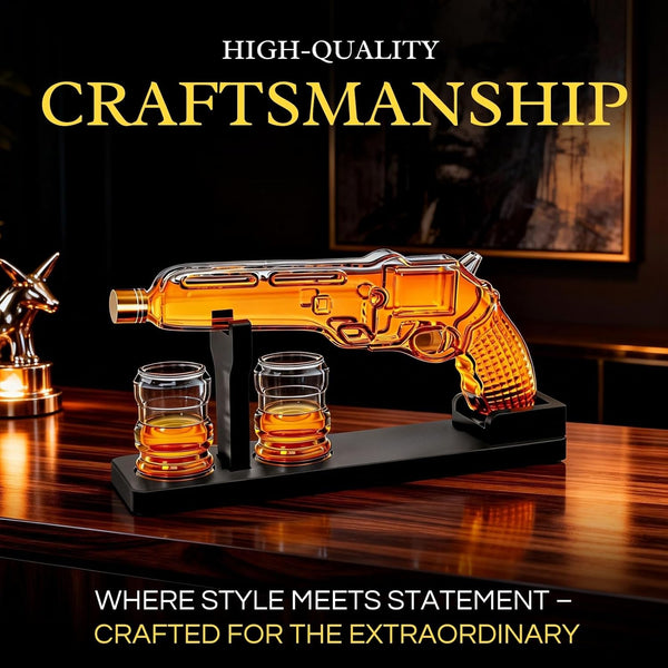 Whiskey Decanter Set 7 7 Oz With Two 1 6 Oz Shot Glasses Pistol Gun Unique Birthday Gift Ideas For S