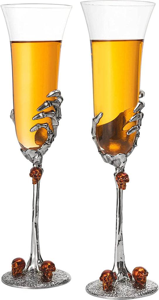 Stemmed Skeleton Champagne Glasses Set Of 2 By 7OZ Skeleton Glasses 9 H Goth Gifts S