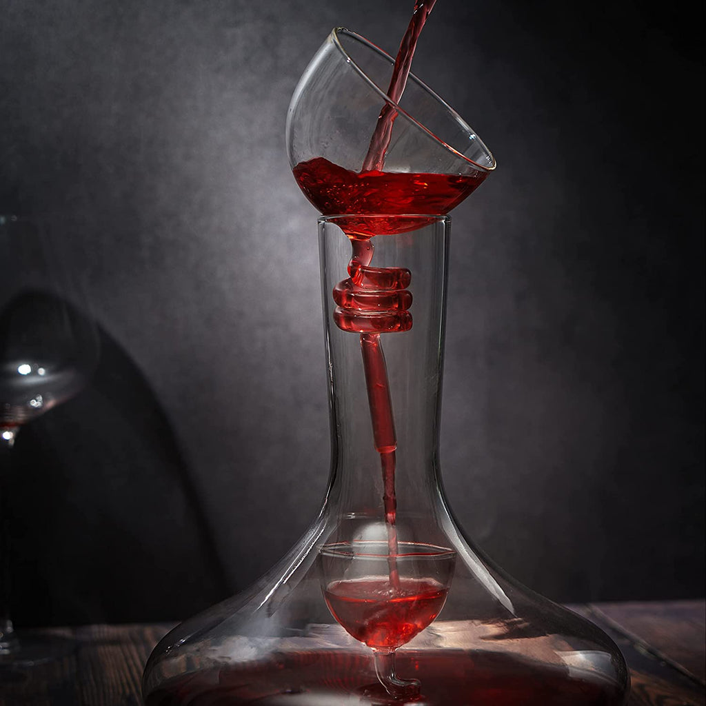 Wine Tower Decanting Aerator Set By 2 Aerating Parts Upper And Lower Aerators Piece