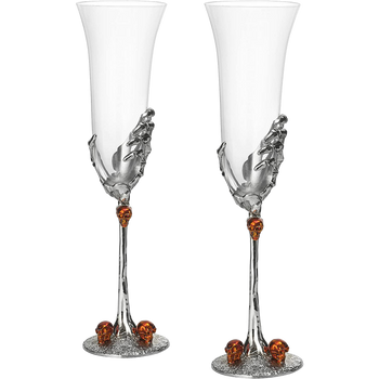 Stemmed Skeleton Champagne Glasses Set Of 2 By 7OZ Skeleton Glasses 9 H Goth Gifts S