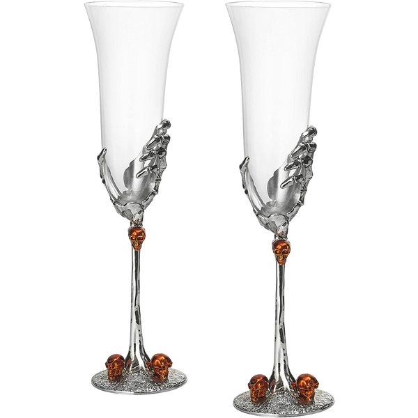Stemmed Skeleton Champagne Glasses Set Of 2 By 7OZ Skeleton Glasses 9 H Goth Gifts S