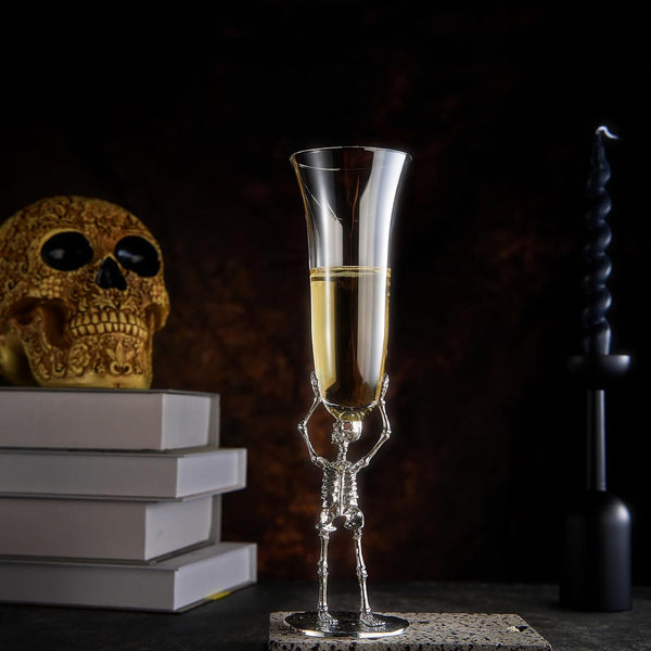 Skeleton Champagne Flute Glass Single 7 5OZ Halloween Skeleton Glasses 10 H Goth Gifts Skeleton Gift
