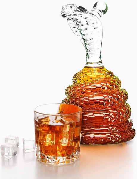 King Cobra Snake Whiskey Decanter Premium Barware Gift Elegant Drinkware Collection