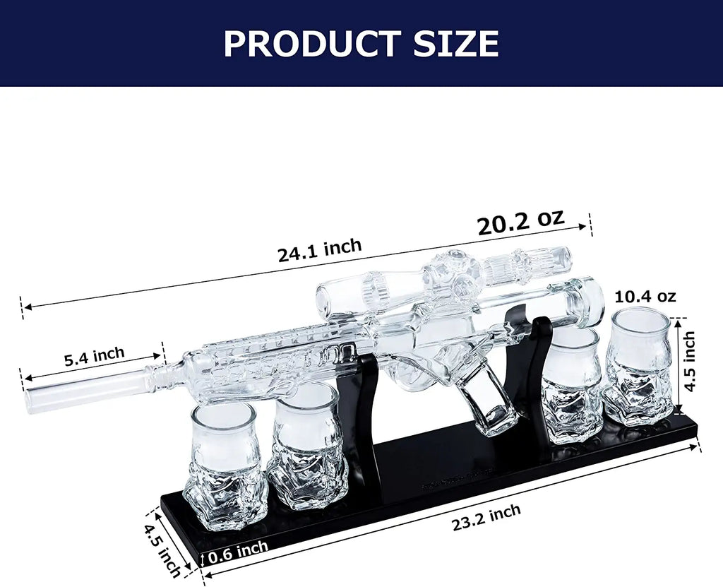 Blaster Gun Whiskey Wine Decanter Set Glasses Elegant Blaster Whiskey Decanter 24 With 4 Whiskey Gla