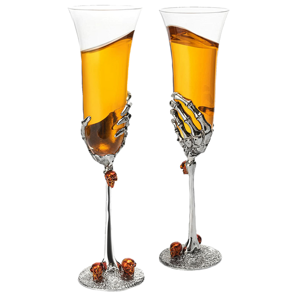 Stemmed Skeleton Champagne Glasses Set Of 2 By 7OZ Skeleton Glasses 9 H Goth Gifts S