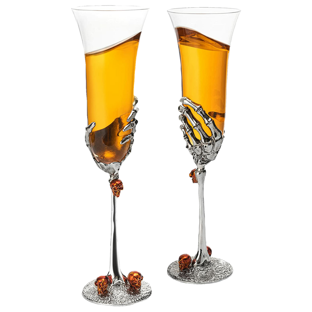 Stemmed Single Skeleton Champagne Glasses Single Glass 7OZ Skeleton Glasses 9 H Goth