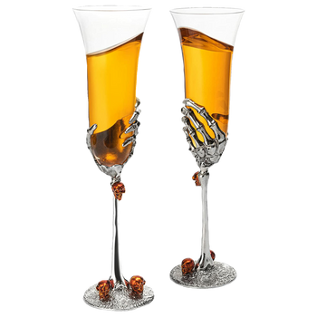 Stemmed Single Skeleton Champagne Glasses Single Glass 7OZ Skeleton Glasses 9 H Goth