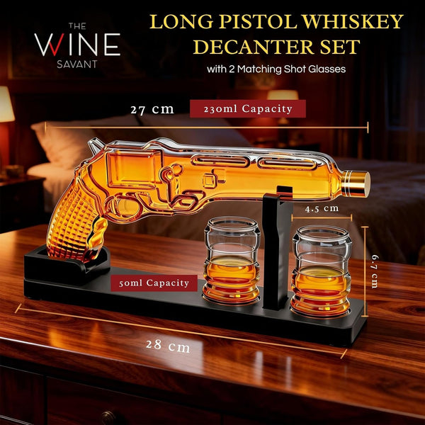 Whiskey Decanter Set 7 7 Oz With Two 1 6 Oz Shot Glasses Pistol Gun Unique Birthday Gift Ideas For S