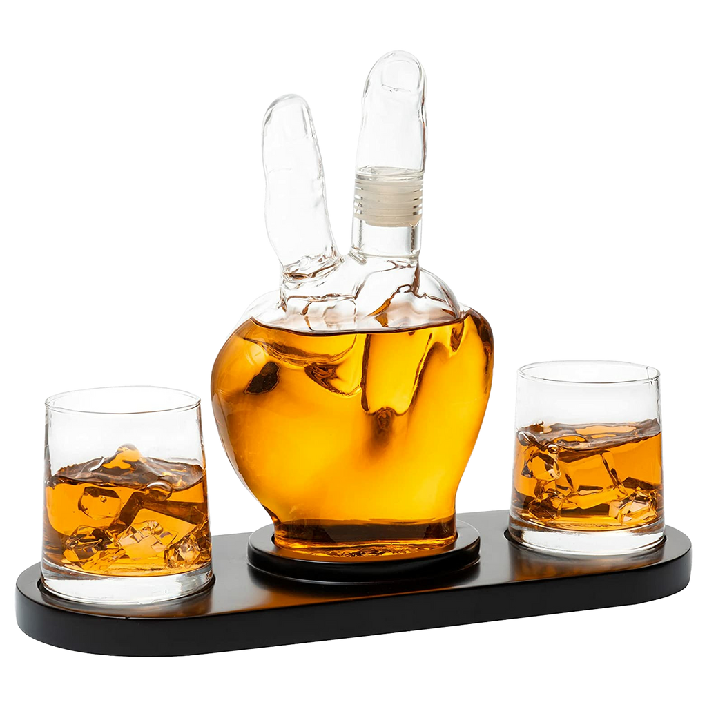 Peace Sign Wine And Whiskey Decanter 750ML With 2 10OZ Glasses By 9 H 14 L Peace Sig
