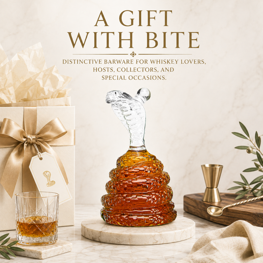 King Cobra Snake Whiskey Decanter Premium Barware Gift Elegant Drinkware Collection