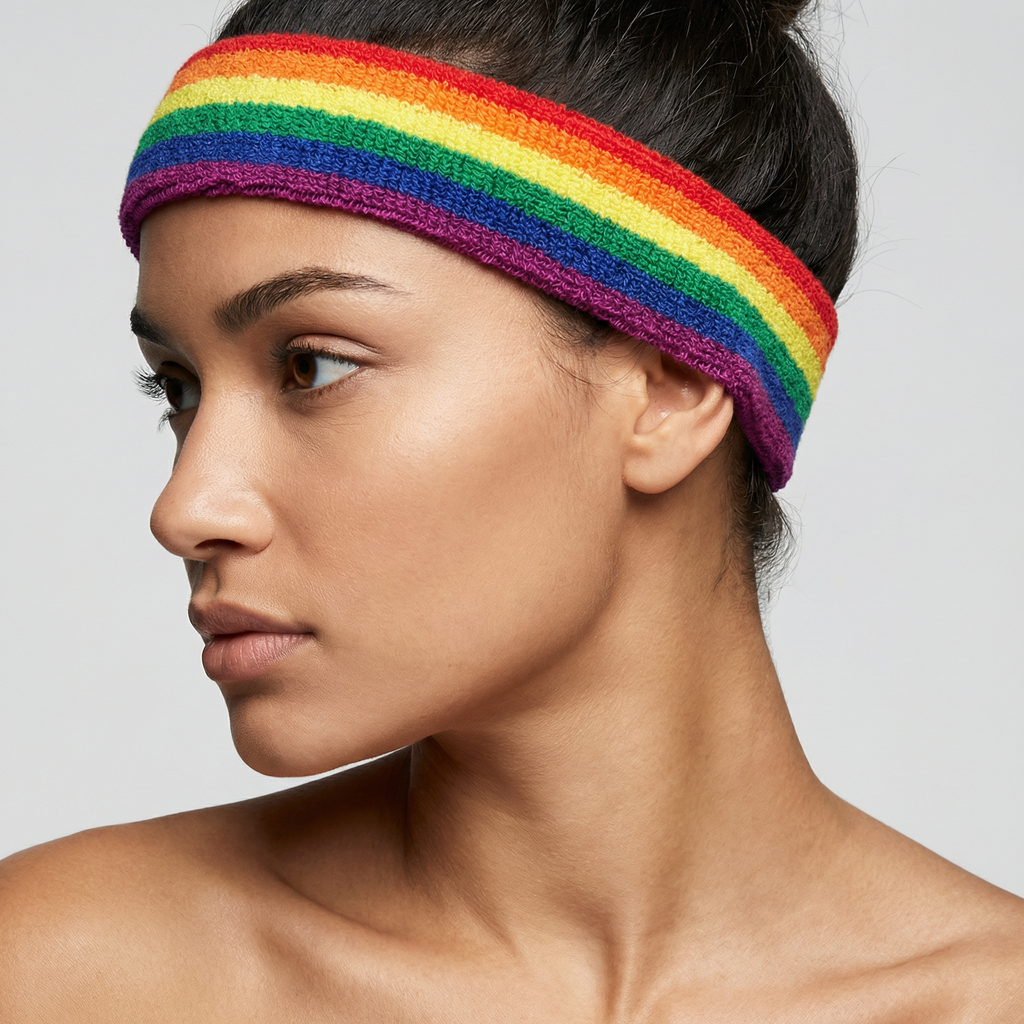 '80s Style Rainbow Sweatband | Absorbent Stretch Running Headband
