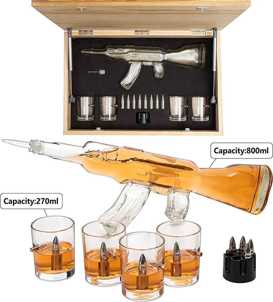 Gun Whiskey Decanter Set By Skf1801 Whiskey Gun Decanter 8 Bullet Whiskey Chillers M
