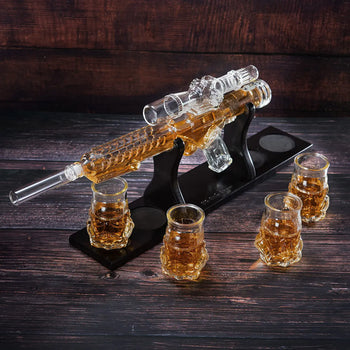 Blaster Gun Whiskey Wine Decanter Set Glasses Elegant Blaster Whiskey Decanter 24 With 4 Whiskey Gla