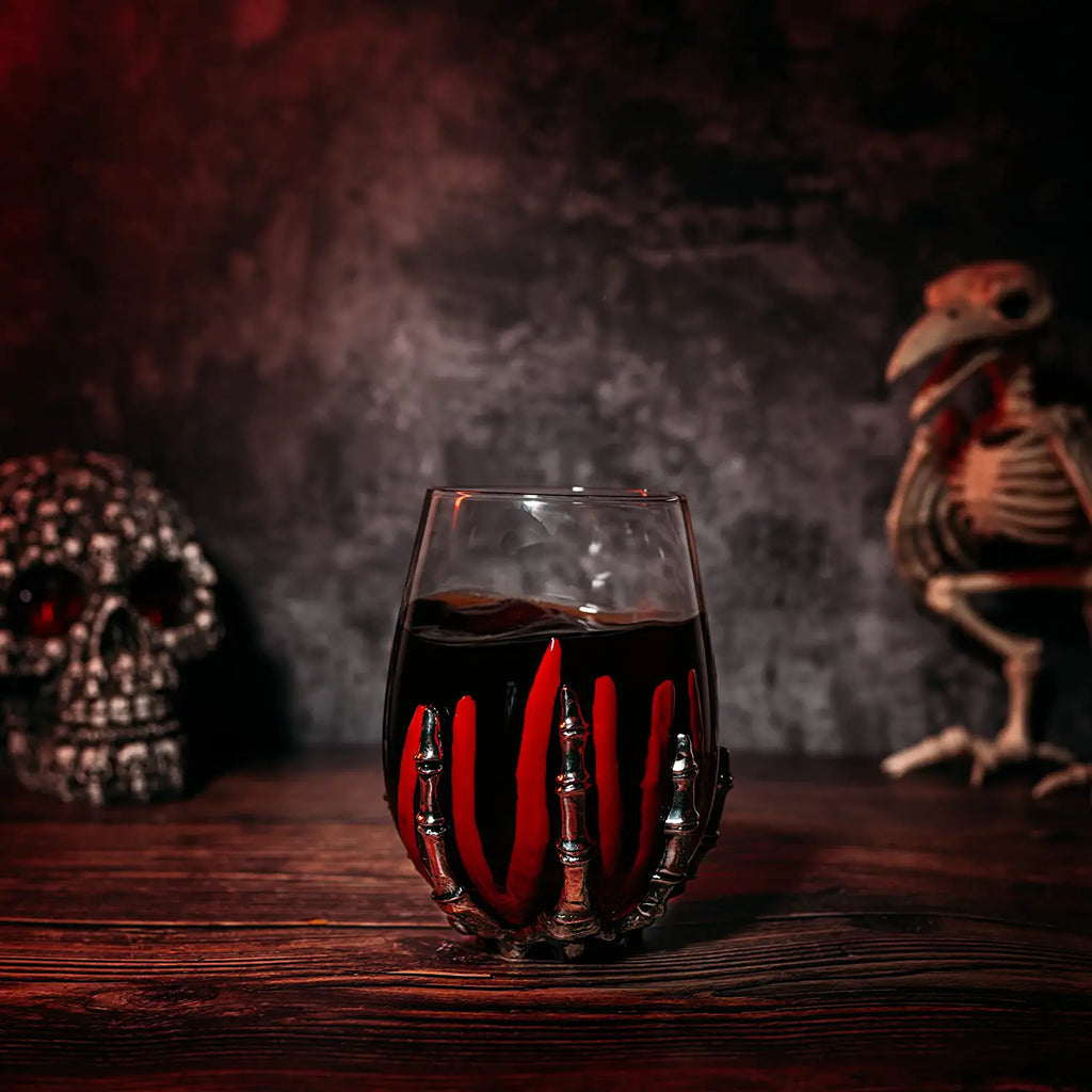 Bloody Skeleton Hand Wine Glass Set Of 2 By 16OZ Skeleton Glasses 5 H Goth Gifts Ske