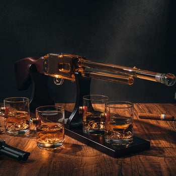 Shotgun Wine Whiskey Decanter Set 20OZ With Bullet Glasses By Firearm Shooting Gun G