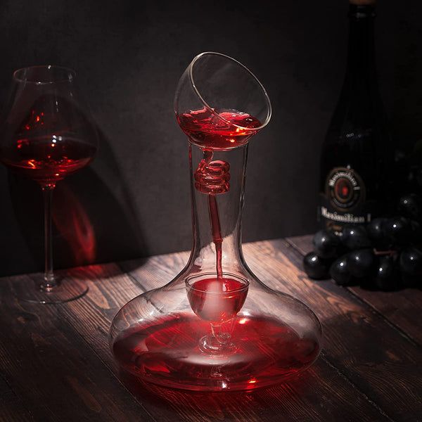 Wine Tower Decanting Aerator Set By 2 Aerating Parts Upper And Lower Aerators Piece
