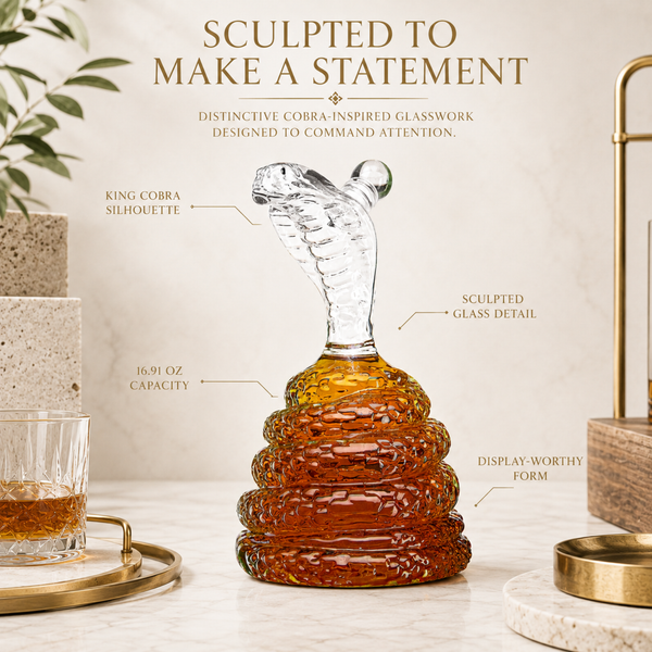 King Cobra Snake Whiskey Decanter Premium Barware Gift Elegant Drinkware Collection