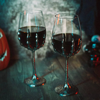 Stemmed Skeleton Wine Glasses Set Of 2 By Skeleton Hand Glasses 9 H Goth Gifts Skele