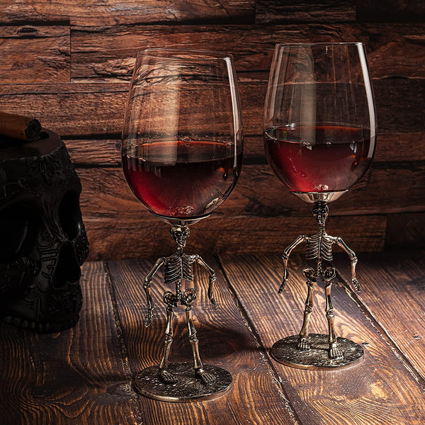 Stemmed Skeleton Wine Glass Set Of 2 By 12OZ Skeleton Glasses 10 H Goth Gifts Skelet