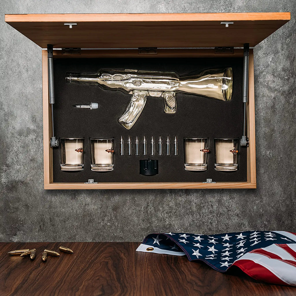 Gun Whiskey Decanter Set By Skf1801 Whiskey Gun Decanter 8 Bullet Whiskey Chillers M