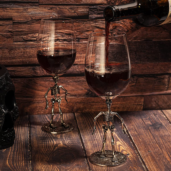 Stemmed Skeleton Wine Glass Set Of 2 By 12OZ Skeleton Glasses 10 H Goth Gifts Skelet