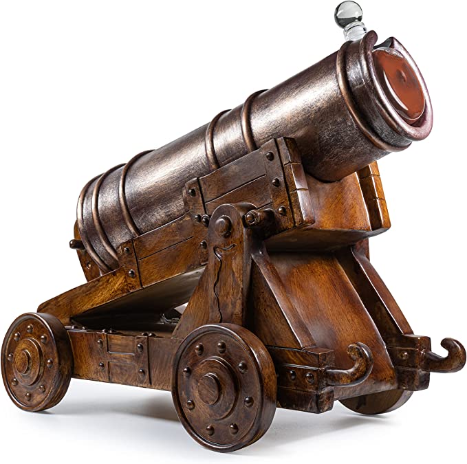 Cannon Wine Whiskey Decanter Set With Cannon Ball Whiskey Chillers 21 L By