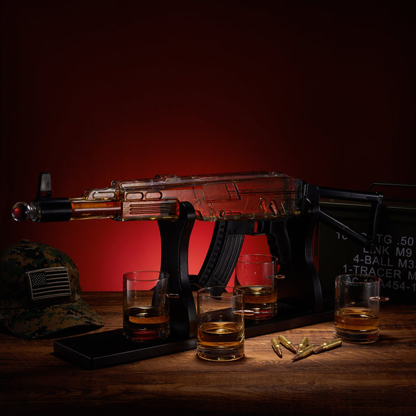 Gun Whiskey Decanter Set Limited Edition Silencer Stopper 710 Ml 4 10 5OZ Bullet Glasses Unique Gift