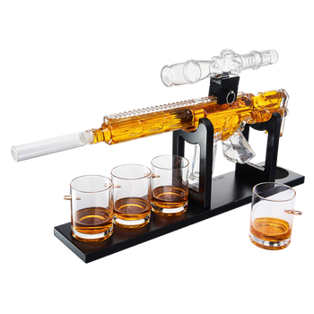 Whiskey Decanter Set Ar Limited Edition Wooden Silencer Stopper 800 Ml 4 12OZ Bullet Glasses Unique