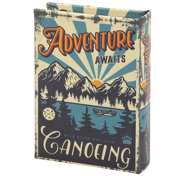 Adventure Awaits Canoeing Book Box | Outdoor-Themed Book Shaped Storage Stash Trinket Box