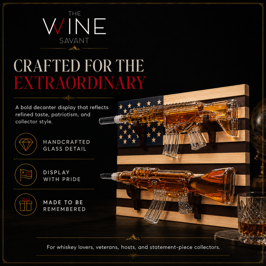 2 Gun Whiskey Decanters Set Ar15 And Ak47 Gun Decanter 1000ML American Flag Wall Rack By The Wine Sa